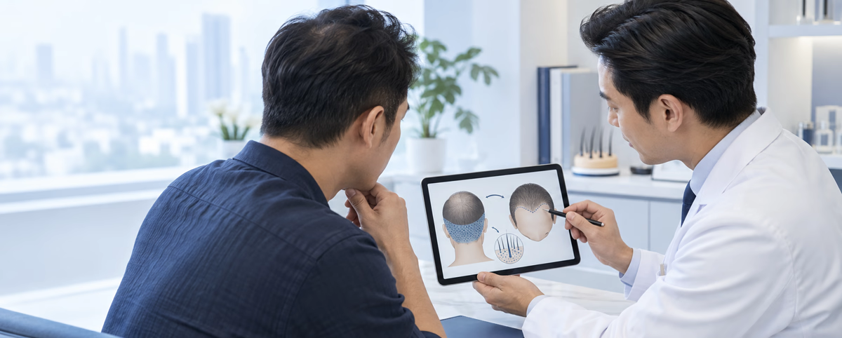 Hair transplant donor and hairline planning consultation at DCH Hospital