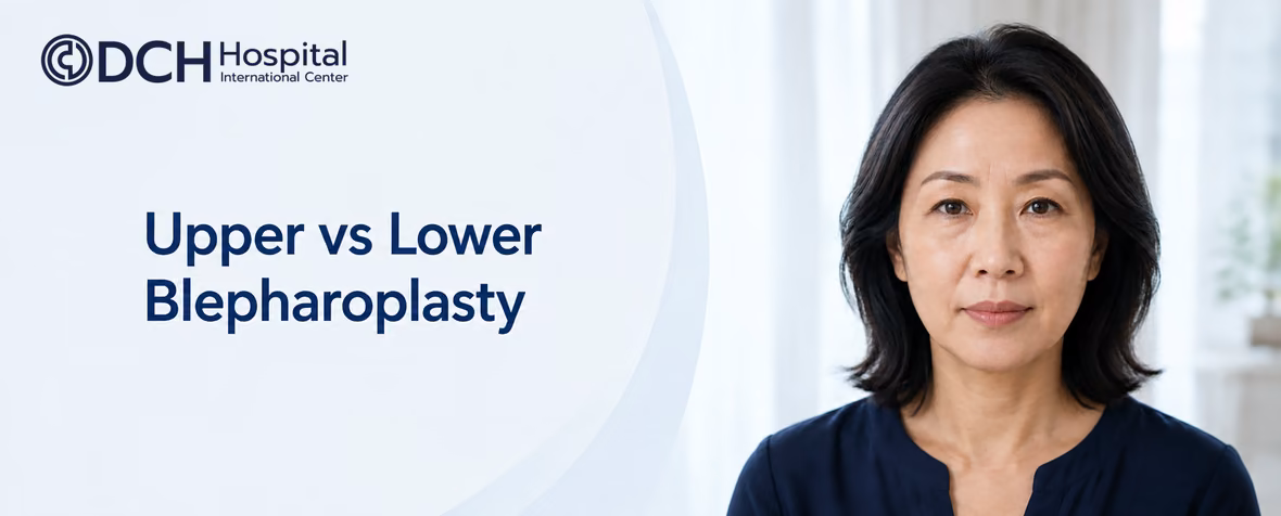 Portrait of a woman considering upper and lower eyelid surgery