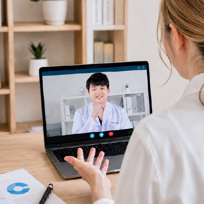 A Doctor Shown On A Laptop During A Video Call