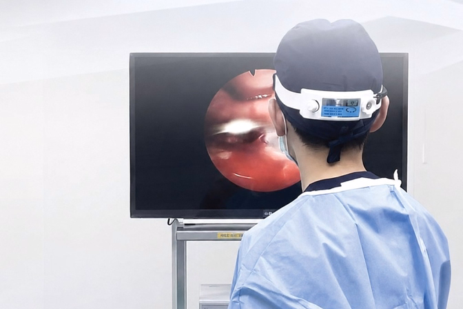 Clinician Working With An Endoscopic Display At DCH Hospital